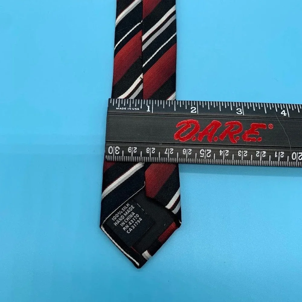Alfani Red/Black Striped Preppy 100% Silk Men's Classic Neck Tie